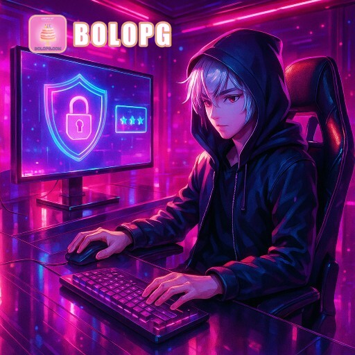 Imagem promocional da BOLOPG destacando login rápido e ambiente protegido